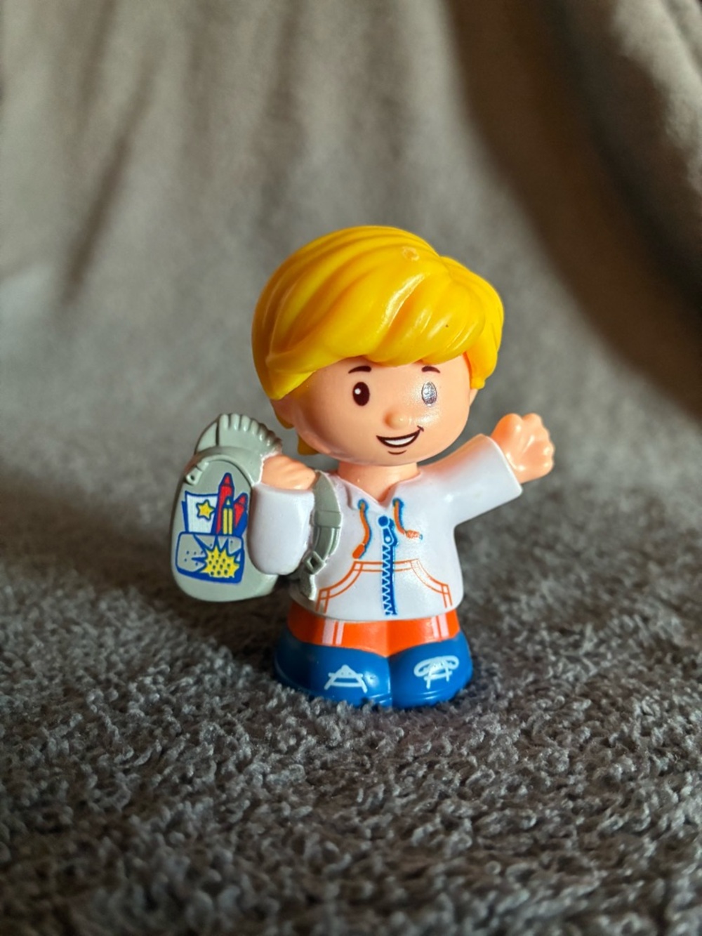 Little People Blond Boy with Backpack